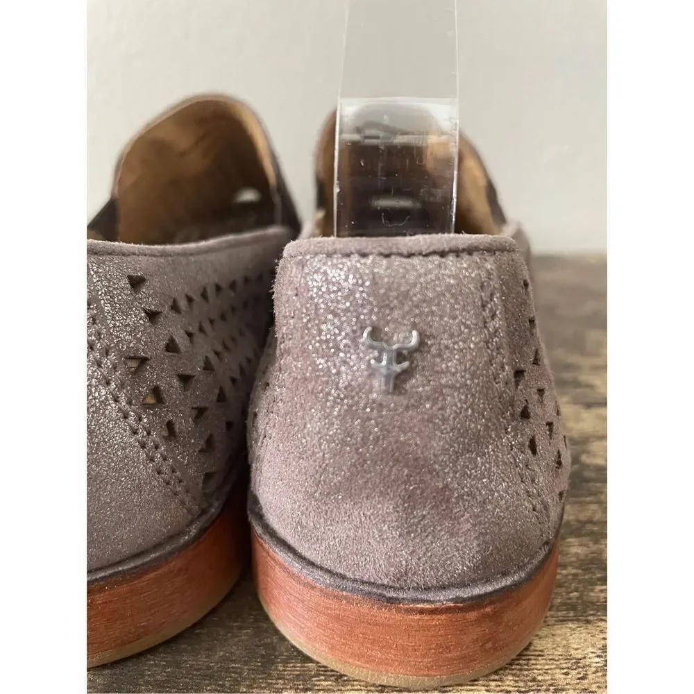 Trask Ali Perforated Metallic Suede Italian SlipOn Loafers Women’s Size 6